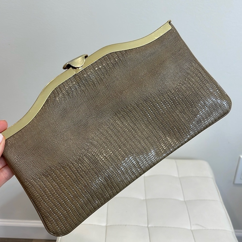Cocoa and Gold clutch with chain strap